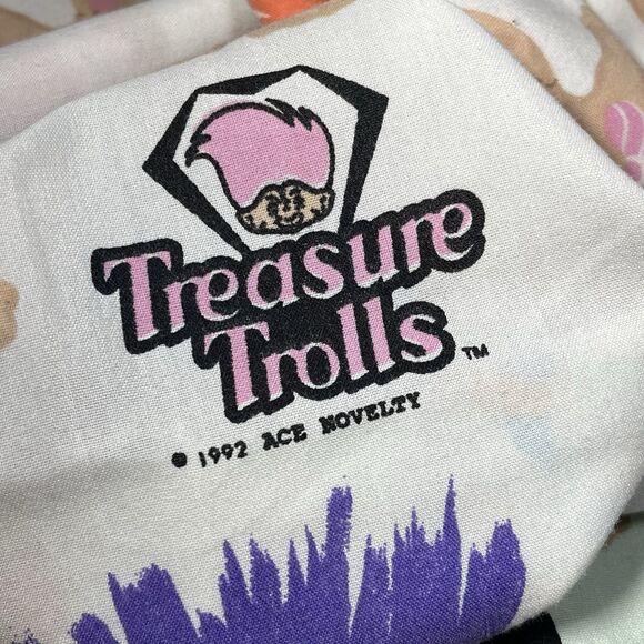 VTG‎ Ace Treasure Trolls Dolls Twin Flat Sheet 1992 Retro Cutter Fabric Crafters - Picture 2 of 7